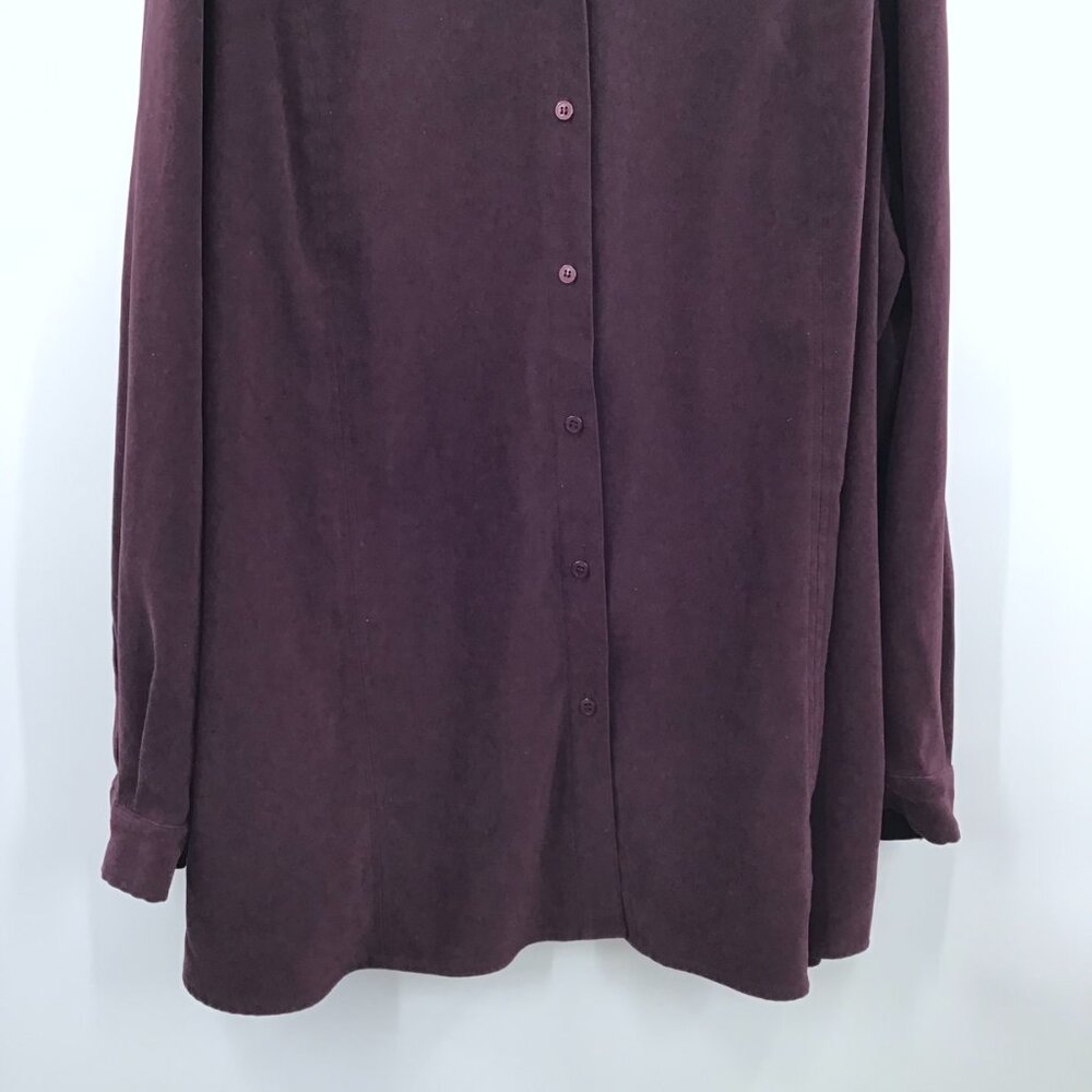 Vintage Bigshirt 3X Oversize Shirt Burgundy Moleskin Stretch Lycra Tunic Length - Picture 3 of 11